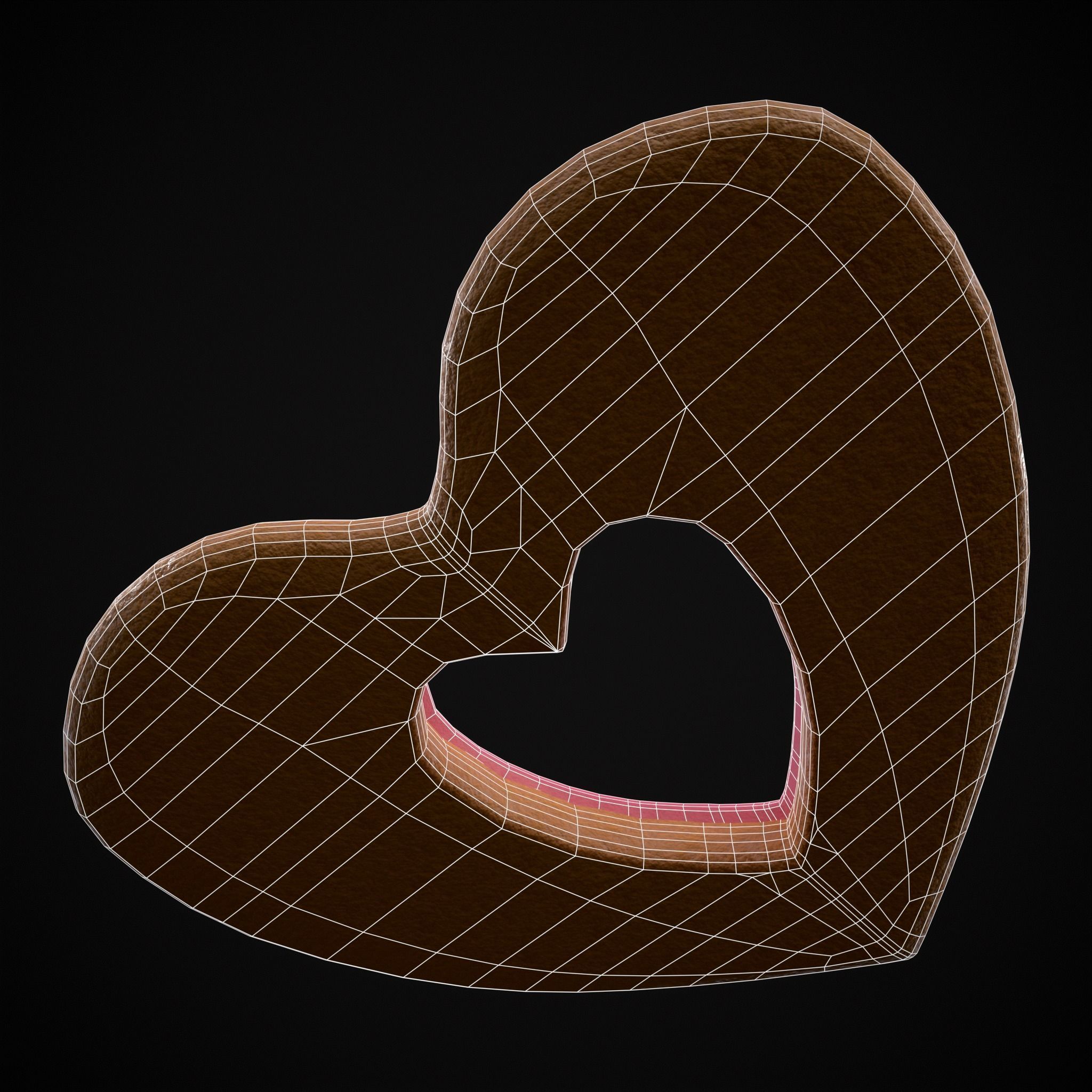 Valentines Heart Hole Cookie Low-poly 3D model_12
