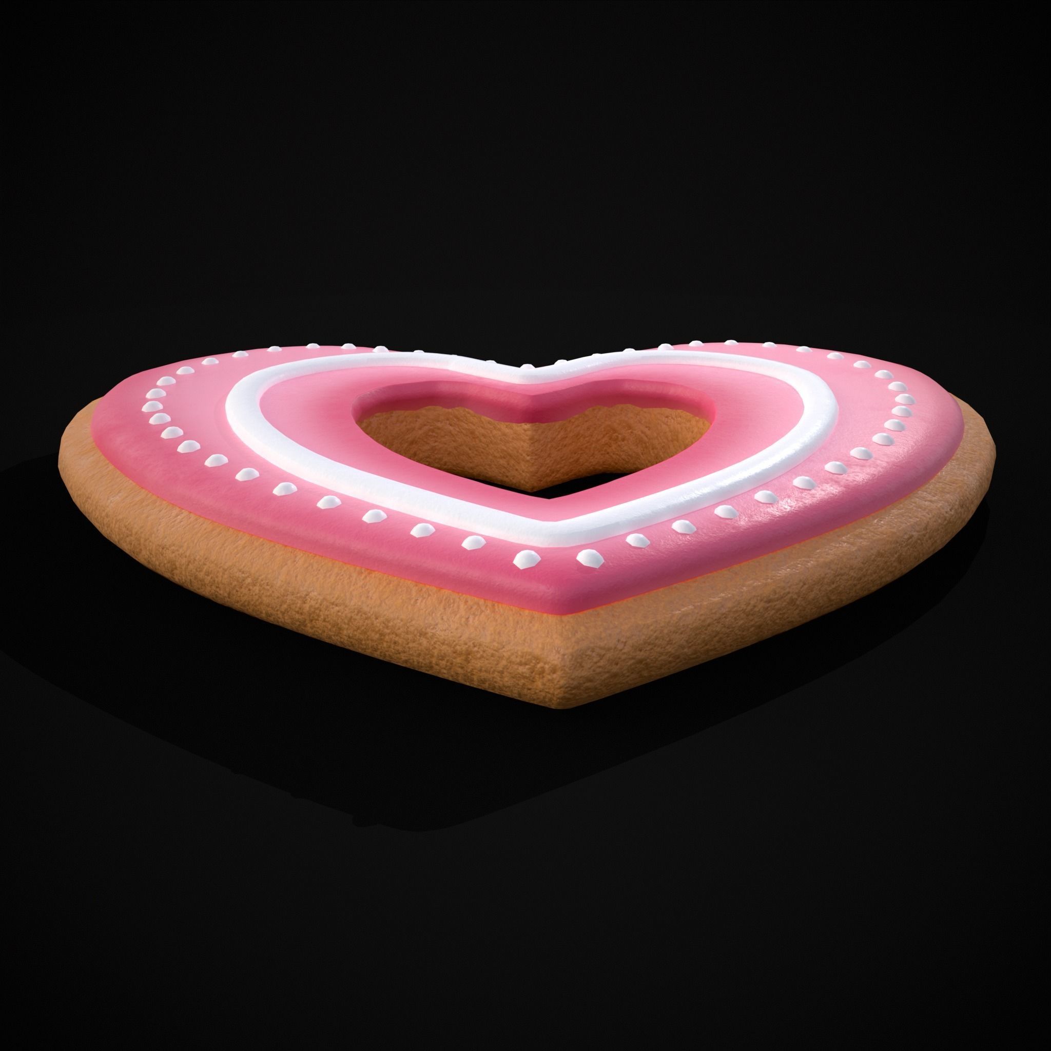 Valentines Heart Hole Cookie Low-poly 3D model_9