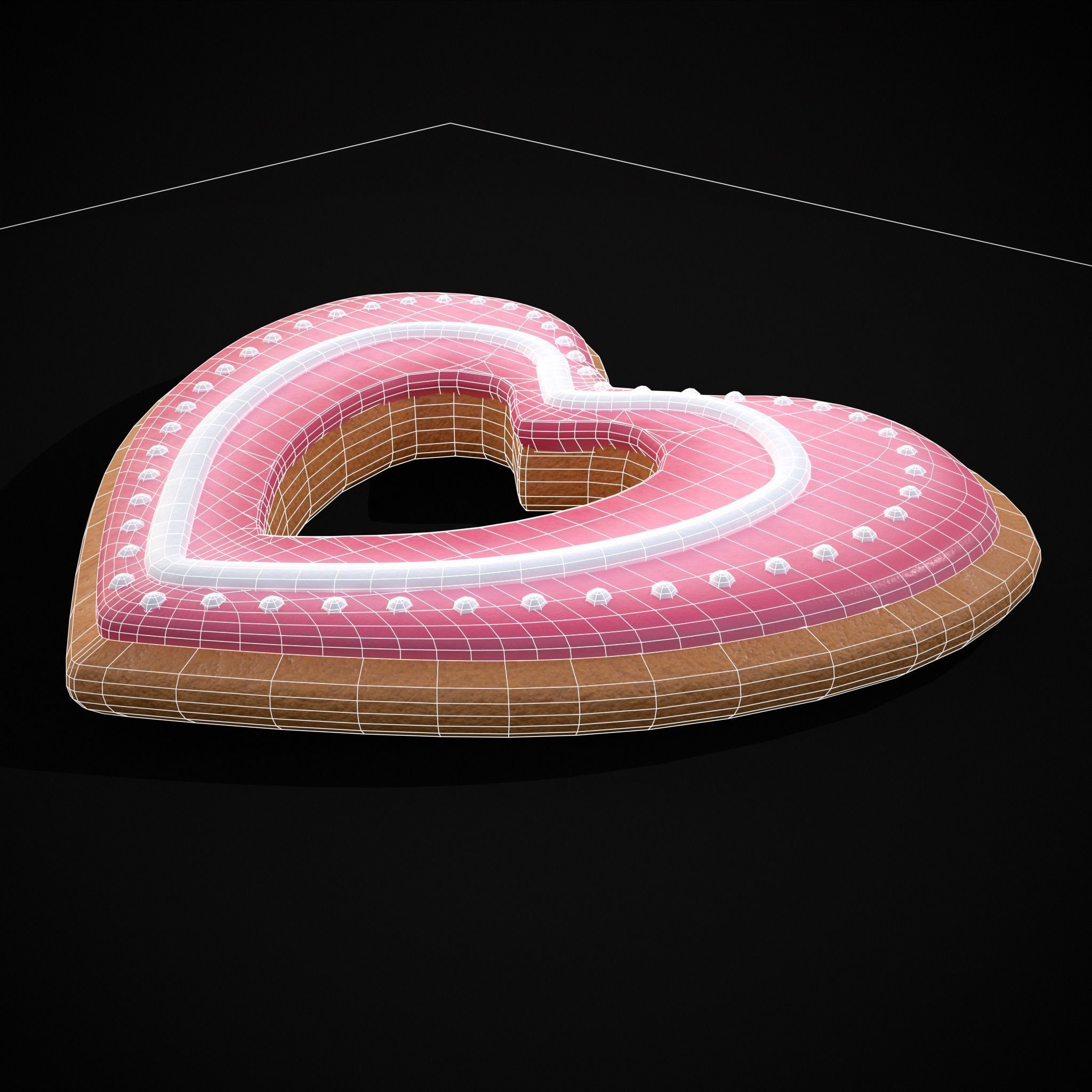 Valentines Heart Hole Cookie Low-poly 3D model_2