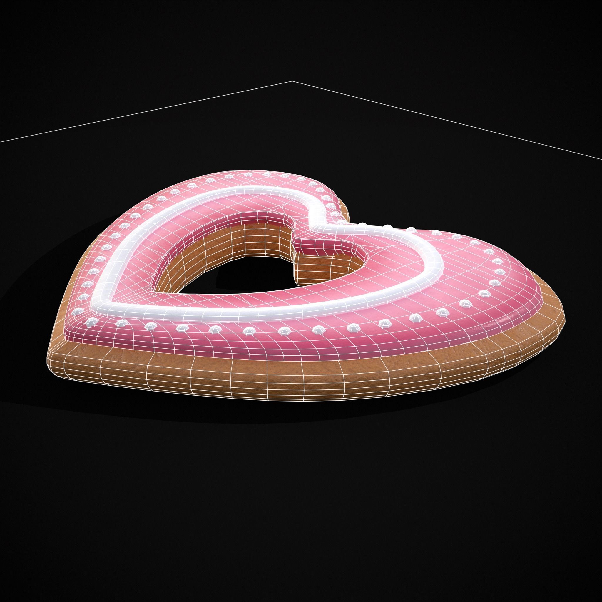 Valentines Heart Hole Cookie Low-poly 3D model_8