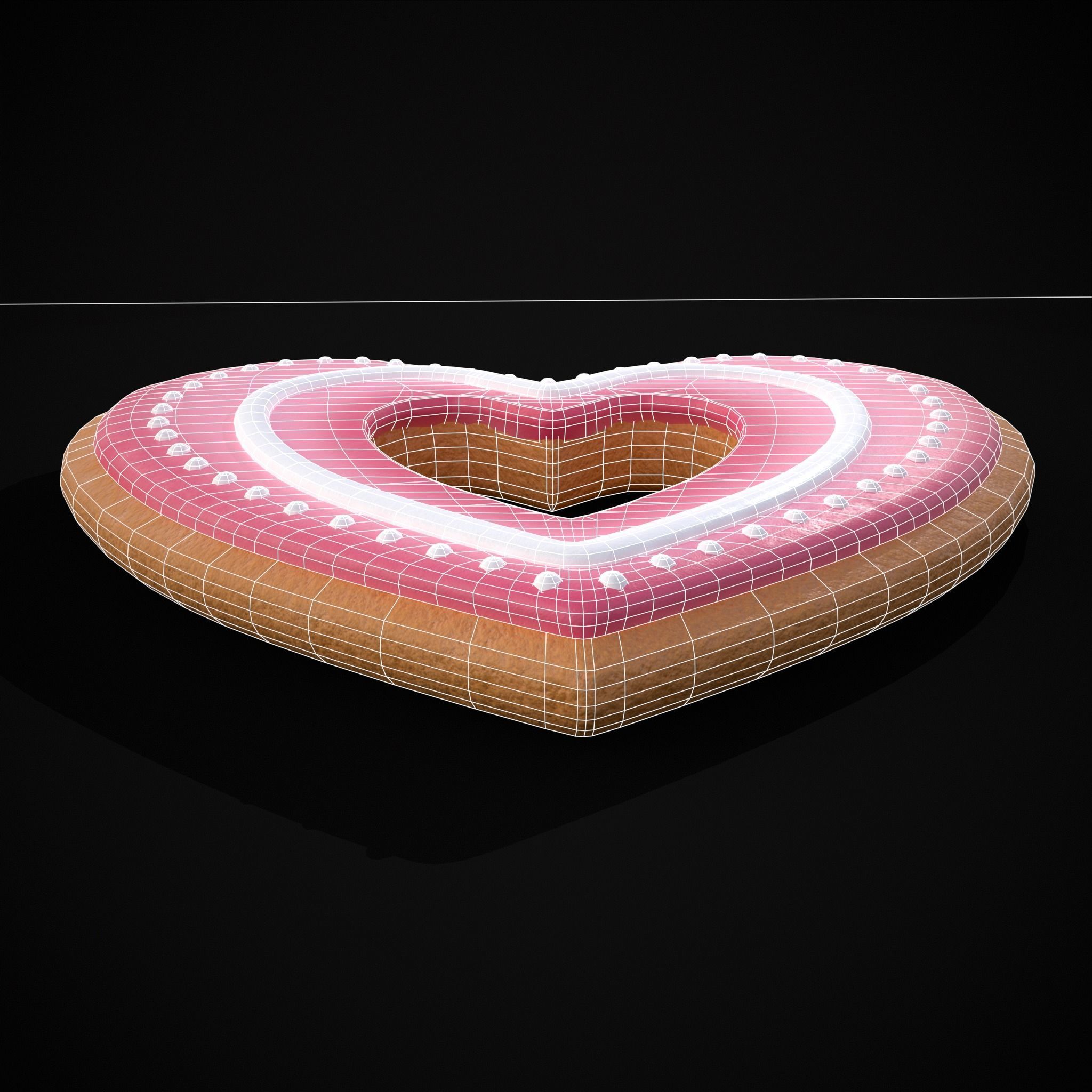 Valentines Heart Hole Cookie Low-poly 3D model_10