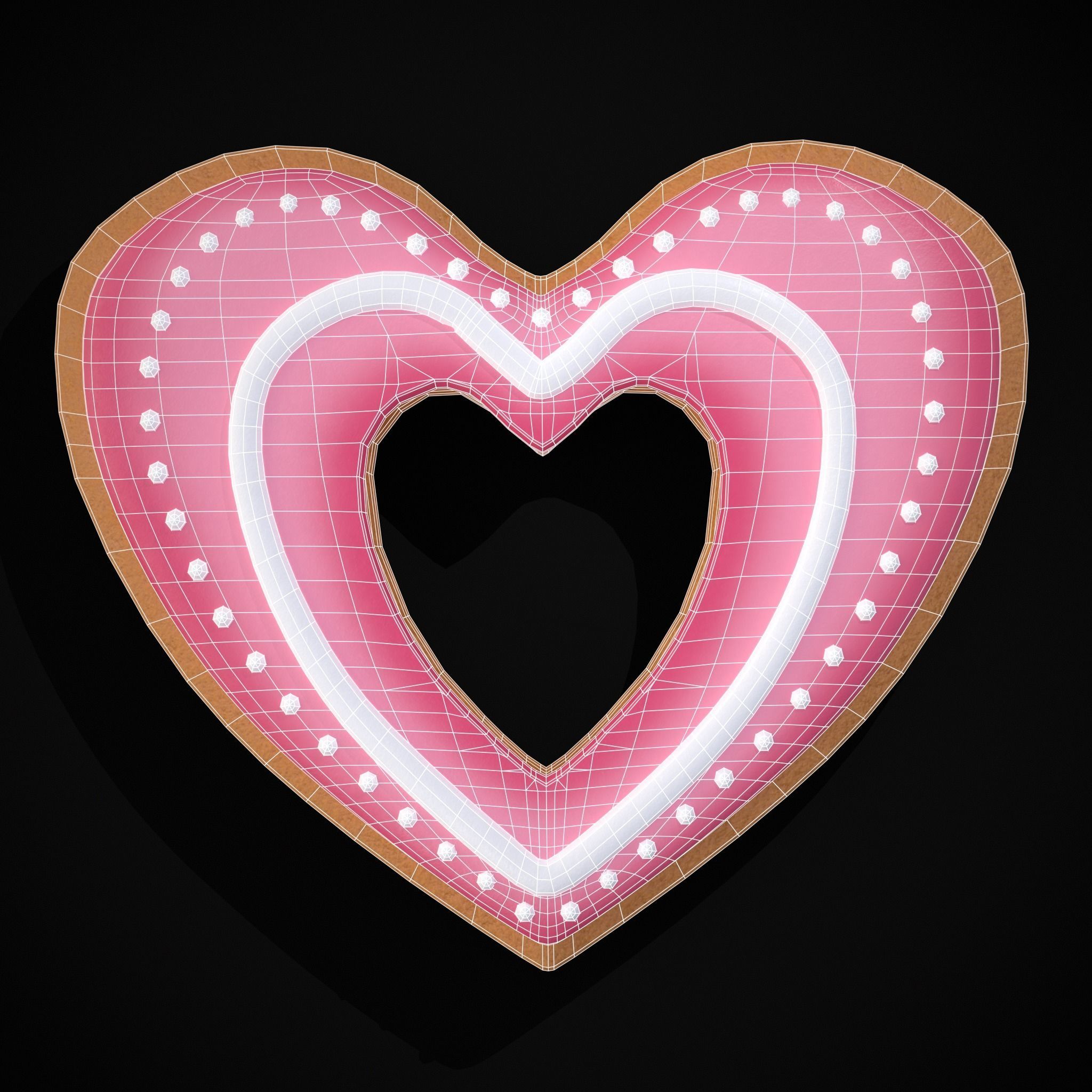 Valentines Heart Hole Cookie Low-poly 3D model_20