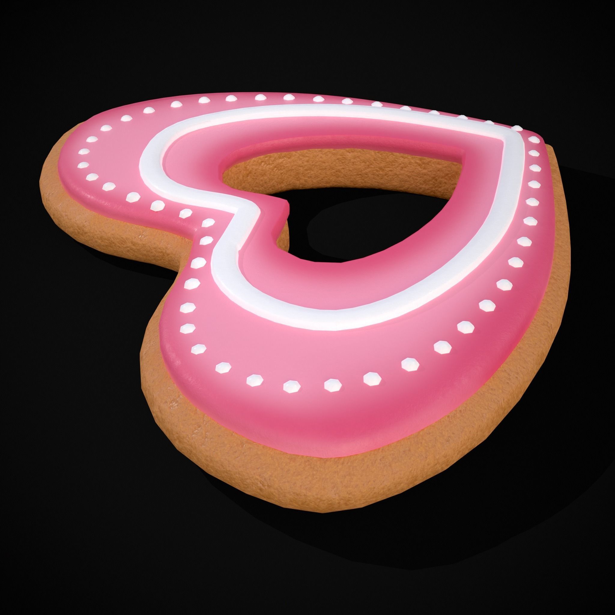 Valentines Heart Hole Cookie Low-poly 3D model_5