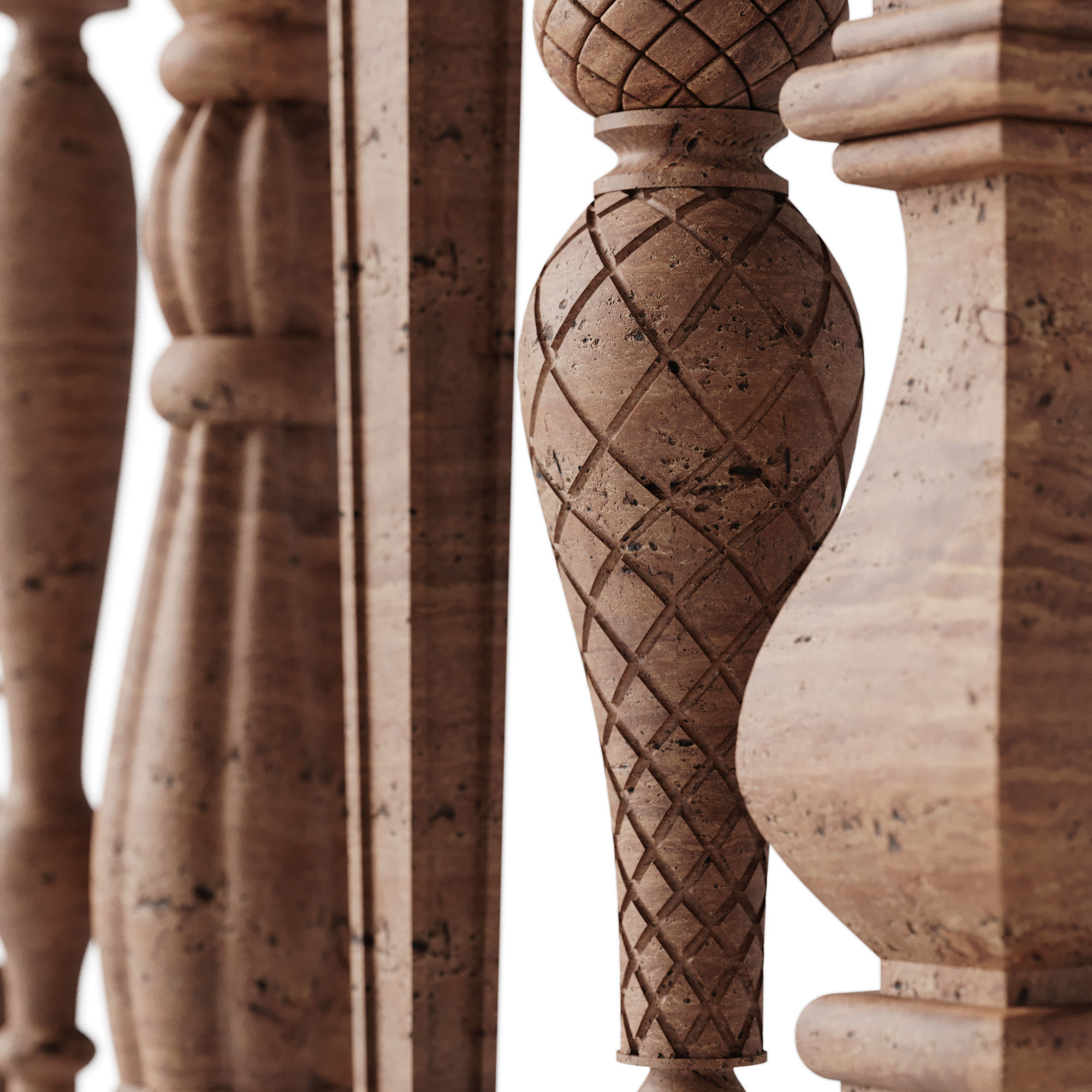 Baluster and railing fence of stairs pack 02 3D model_3