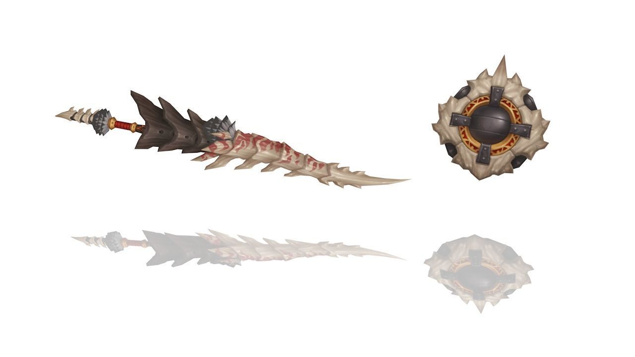 Volcano King Spear and Shield Low-poly 3D model_2