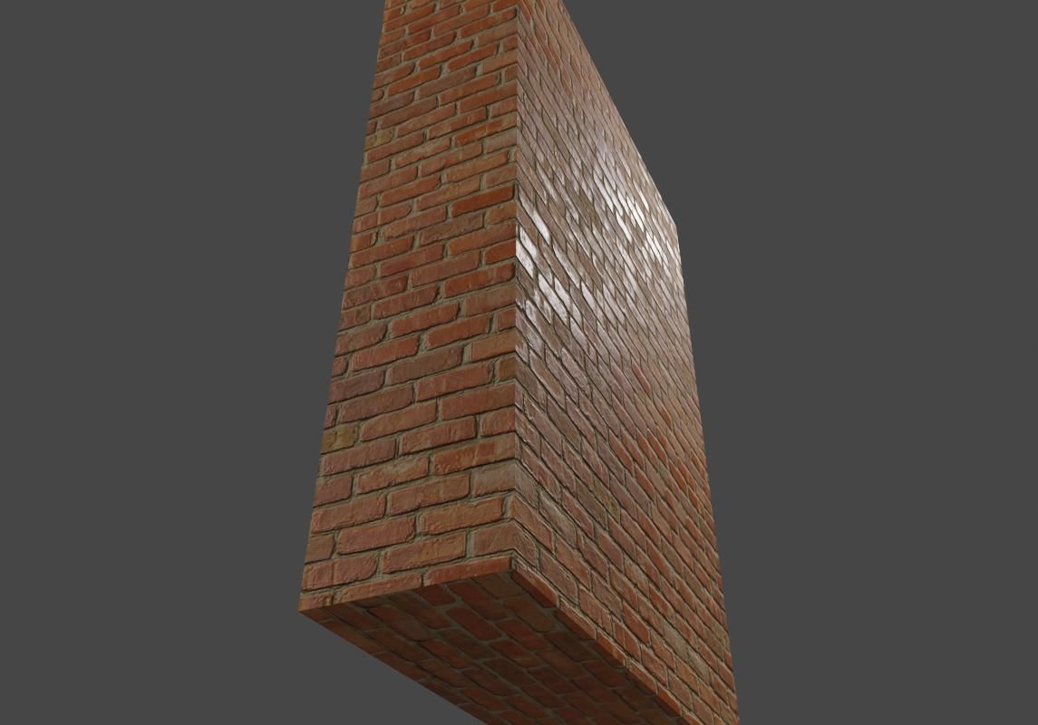 Brick Wall - Normal Map Texture - Muro Low-poly 3D model_3