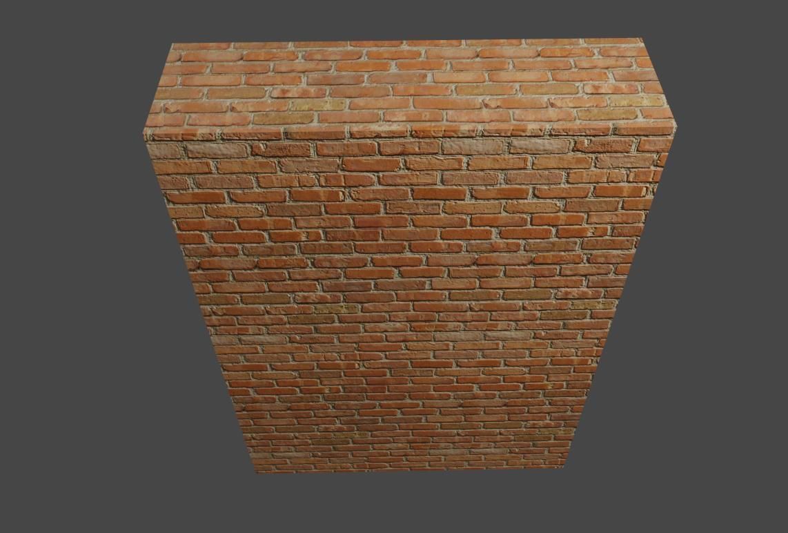 Brick Wall - Normal Map Texture - Muro Low-poly 3D model_2