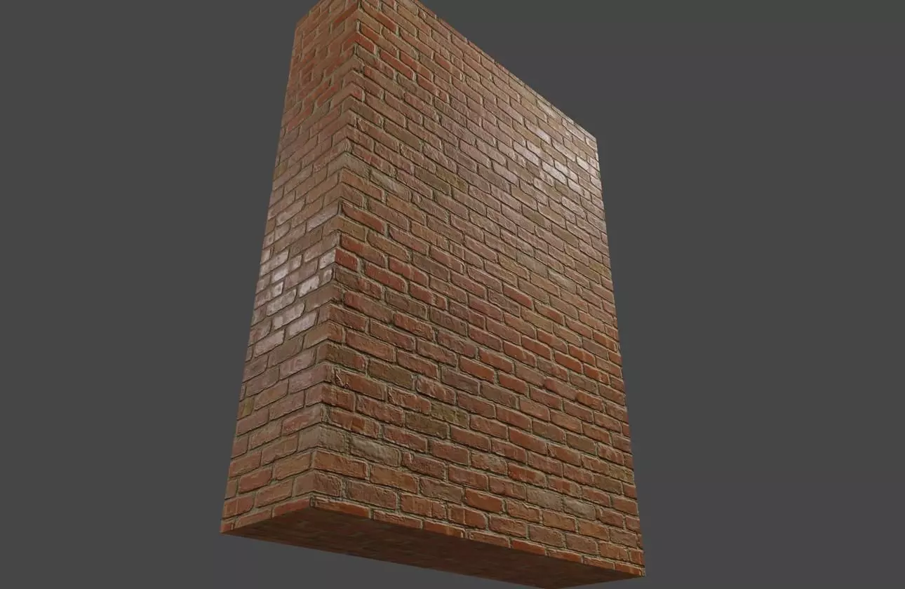 Brick Wall - Normal Map Texture - Muro Low-poly 3D model_0