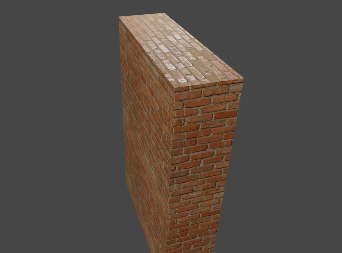 Brick Wall - Normal Map Texture - Muro Low-poly 3D model_4