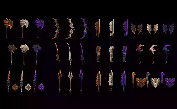 Volcano King Weapons 3D Model Collection