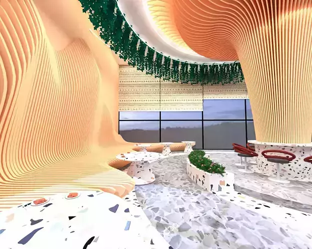 Restaurant interior design of hotel lobby