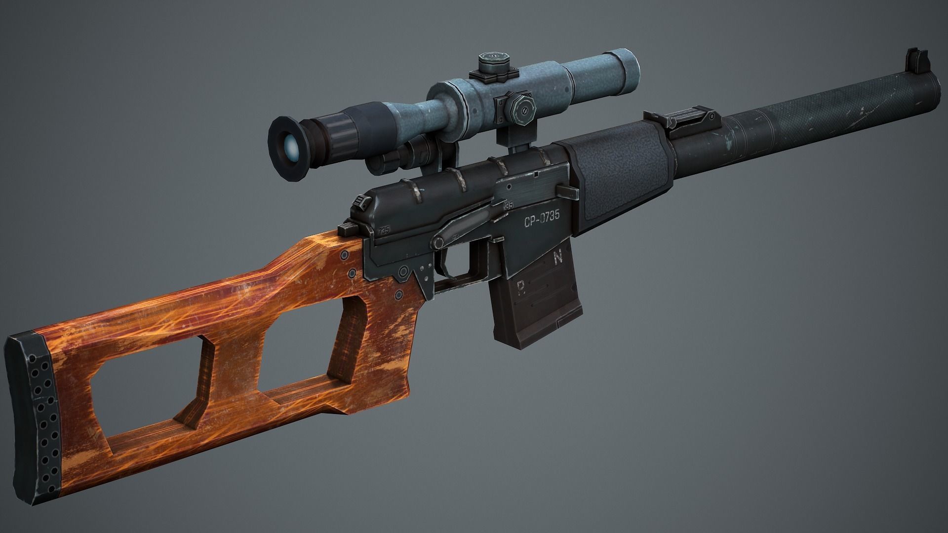 VSS Vintorez Sniper Rifle - Low Poly Game Ready Low-poly 3D model_3