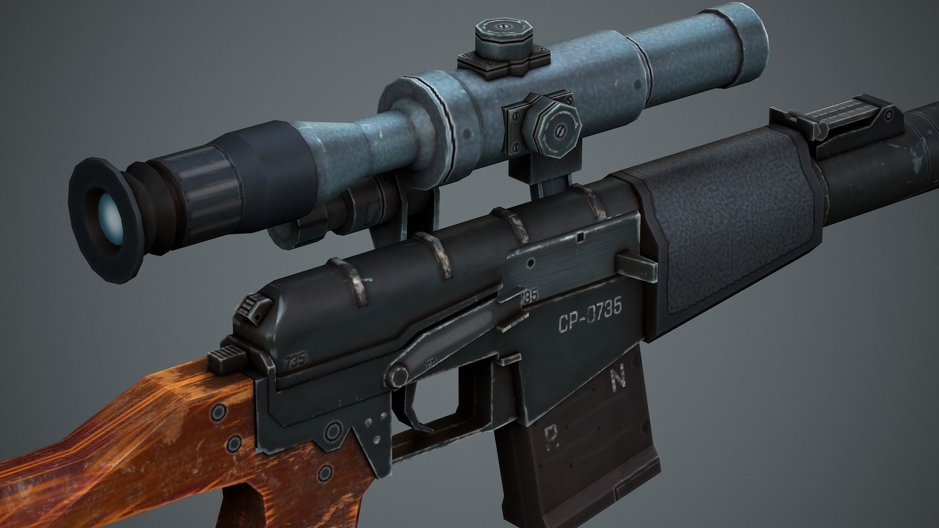 VSS Vintorez Sniper Rifle - Low Poly Game Ready Low-poly 3D model_5