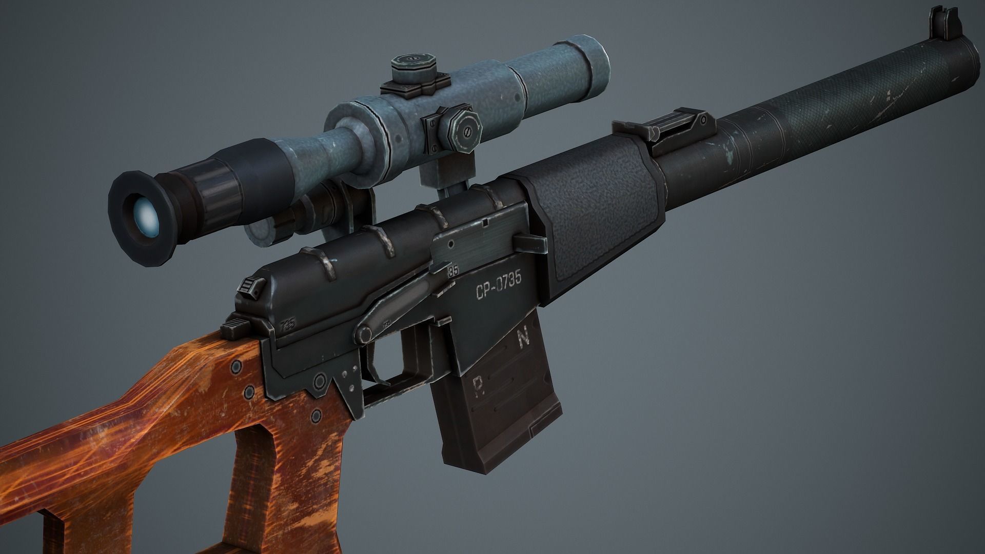 VSS Vintorez Sniper Rifle - Low Poly Game Ready Low-poly 3D model_1