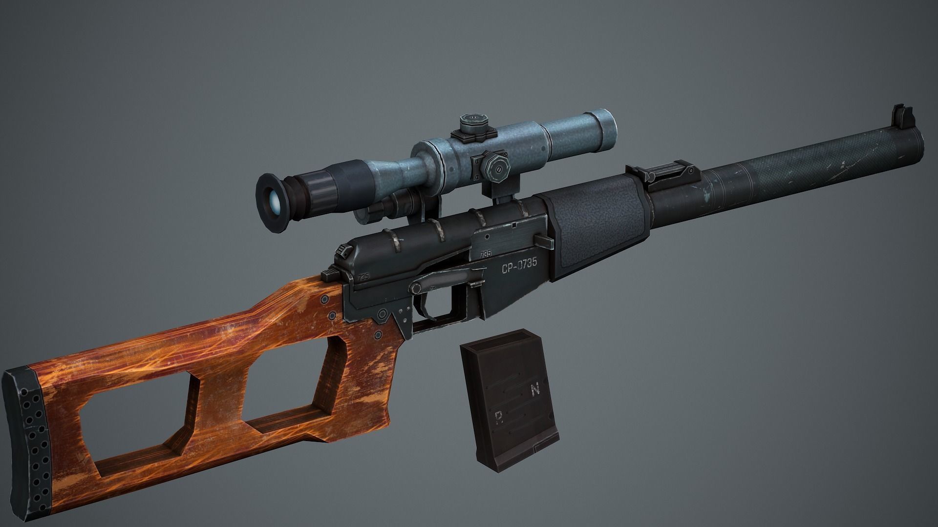 VSS Vintorez Sniper Rifle - Low Poly Game Ready Low-poly 3D model_8