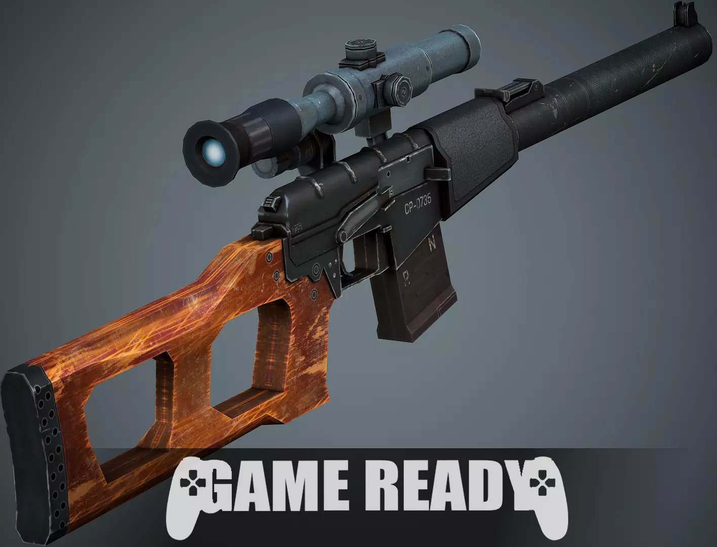 VSS Vintorez Sniper Rifle - Low Poly Game Ready Low-poly 3D model_0