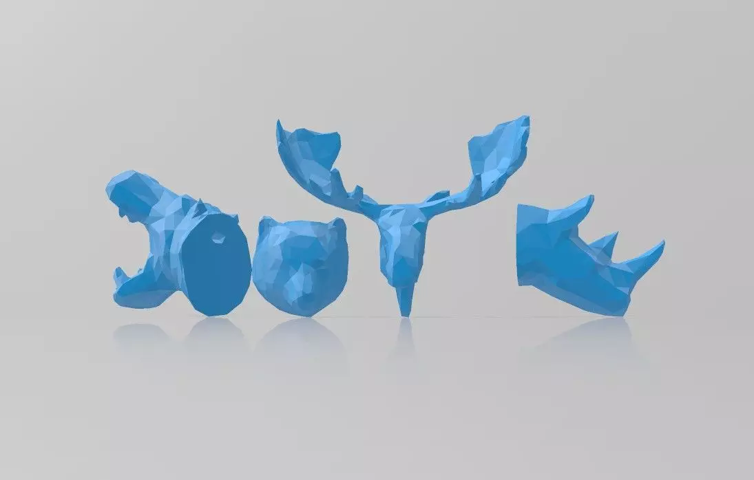 Geometric Animal Head 4 Pack 3D print model