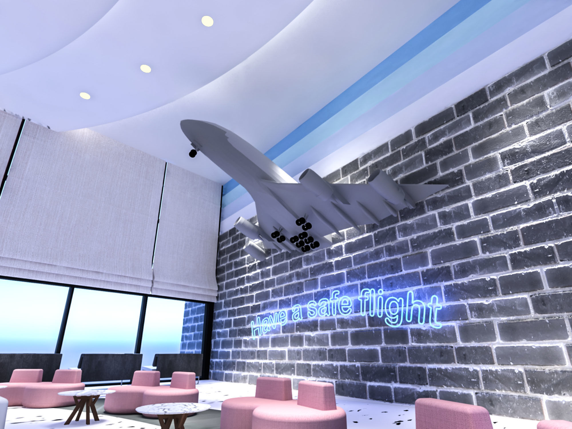 Airport Departure room 3D model_3