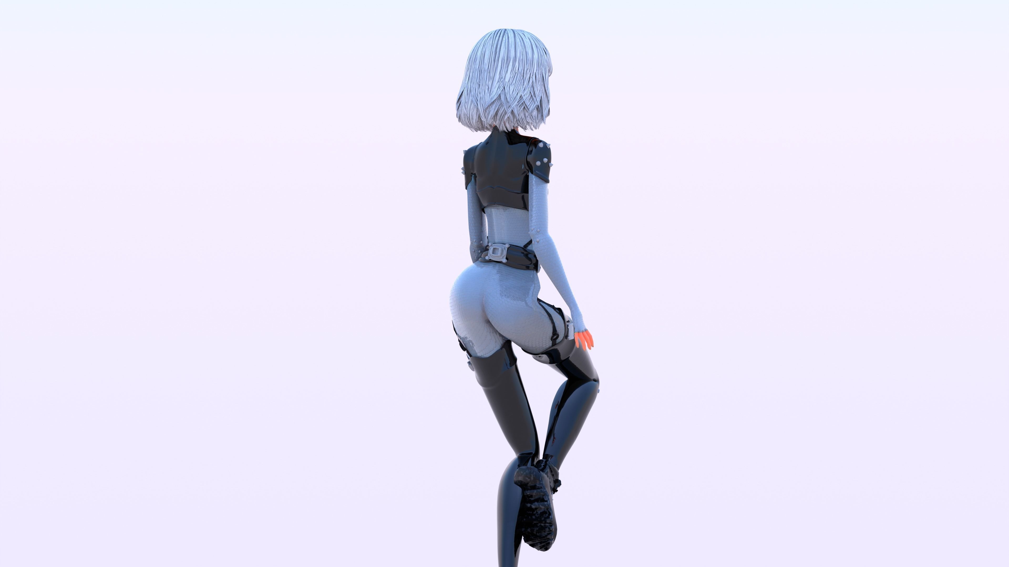 Stylized cyberpunk girl complete rigged and with PBR materials 3D model_5