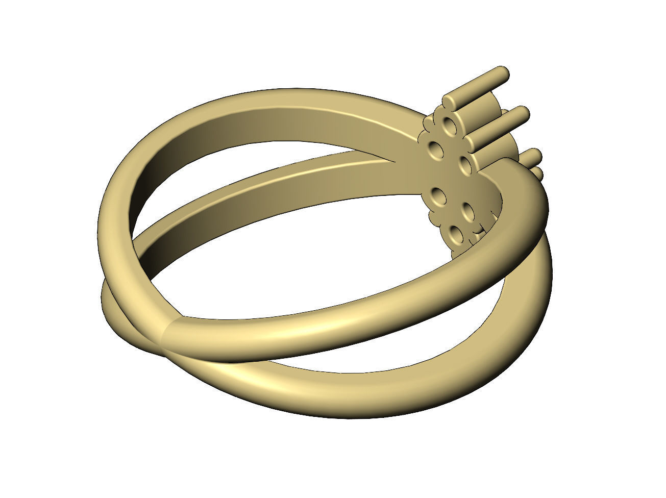 Crossed shank diamond cluster ring US sizes 6 7 8 3D print model_10