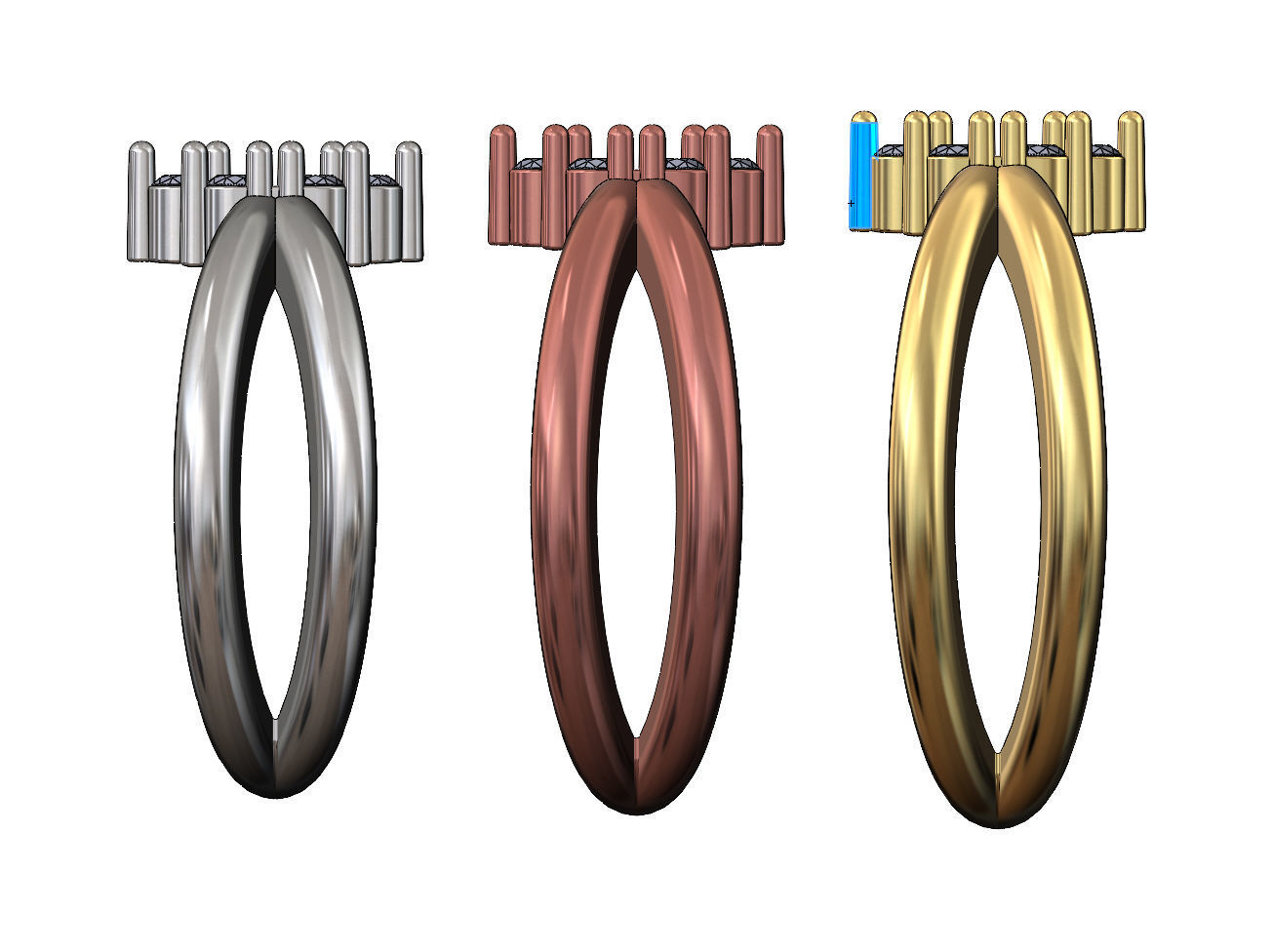 Crossed shank diamond cluster ring US sizes 6 7 8 3D print model_2