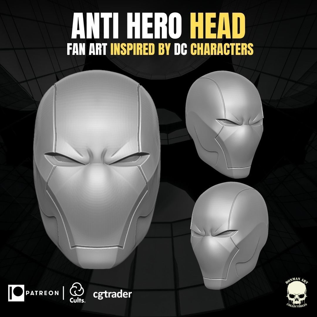 Anti Hero Head for Action Figures 3D print model_4