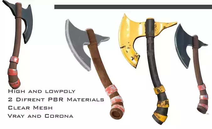  Axe old Low-poly 3D model