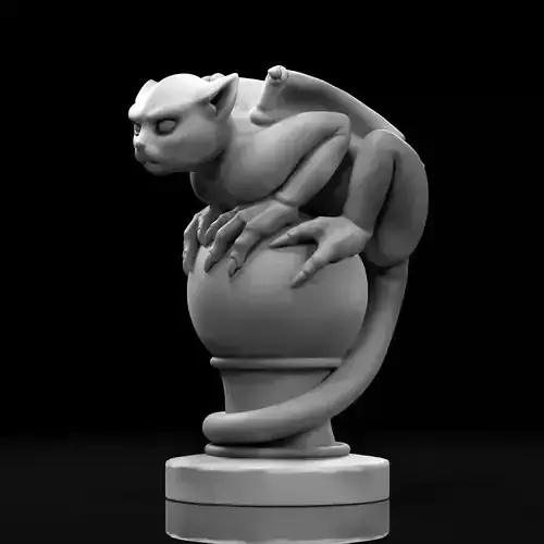 Gargoyle statue of cat on ball 3D print model