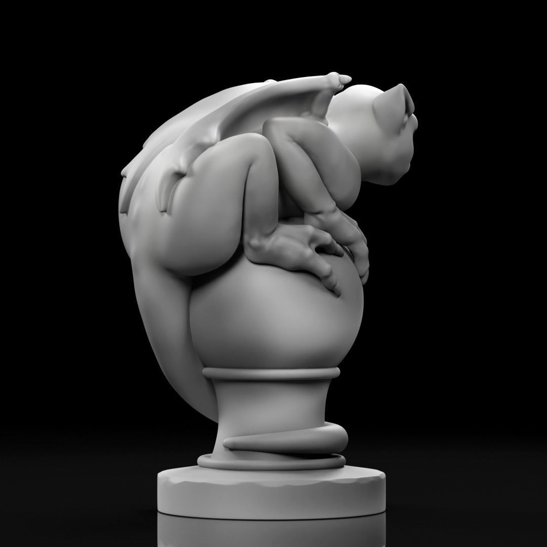 Gargoyle statue of cat on ball 3D print model_3