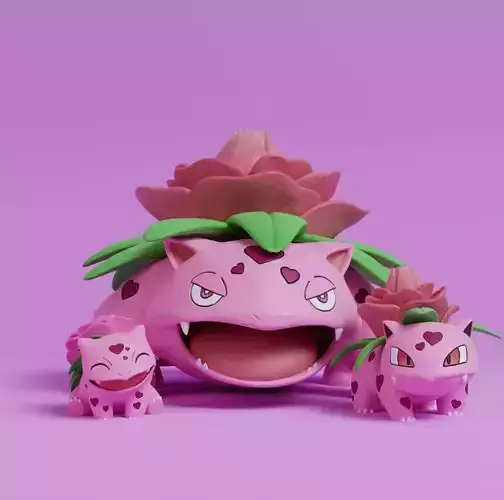 Pokemon - Bulbasaur Ivysaur and Venusaur Valentines Day 3D print model