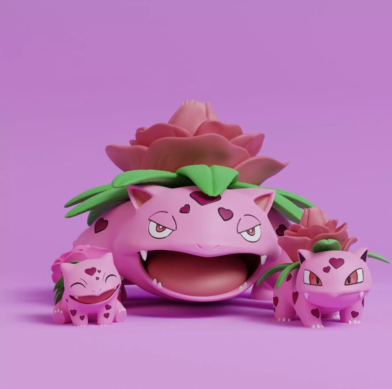 Pokemon - Bulbasaur Ivysaur and Venusaur Valentines Day 3D print model_0