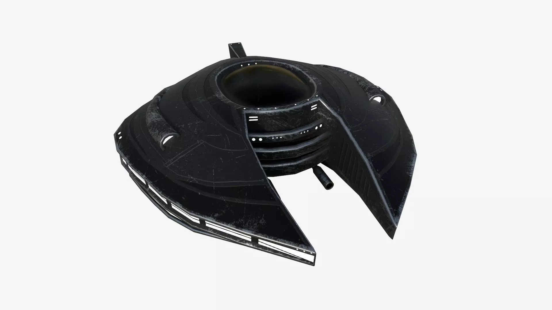 Alien Spaceship UFO D10 Full Black - Sci Fi Spacecraft Design Low-poly 3D model