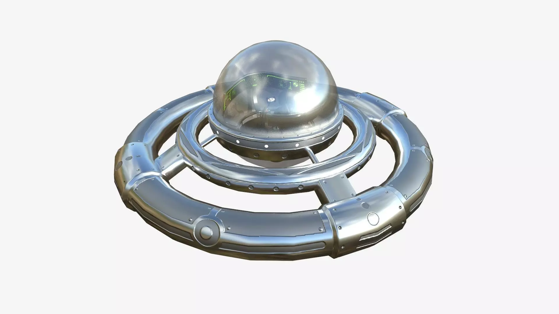 Alien Spaceship UFO E02 Aluminum - Sci Fi Spacecraft Design Low-poly 3D model