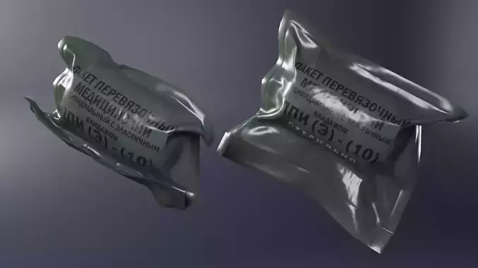 Russian Army PPI-E Individual Package Dressing Bandage Low-poly 3D model