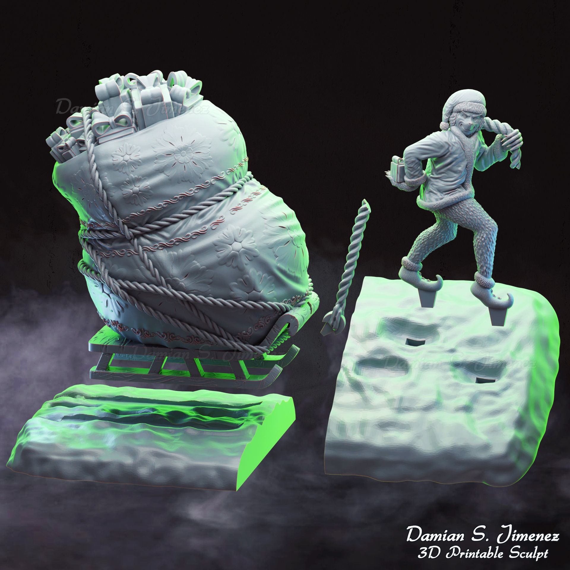 The Grinch  3D Sculpture stl 3D print model_5