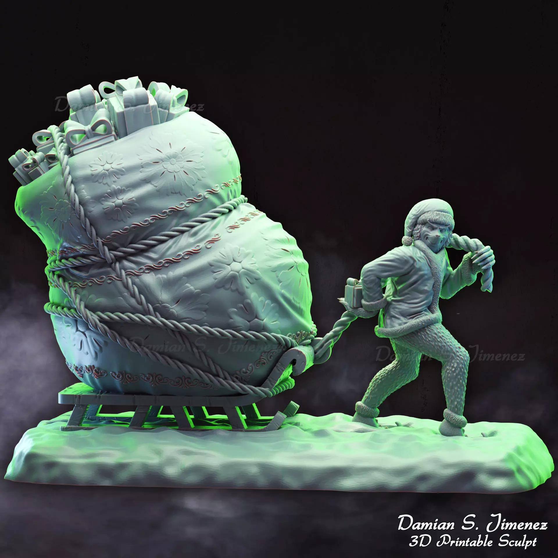 The Grinch  3D Sculpture stl 3D print model_0