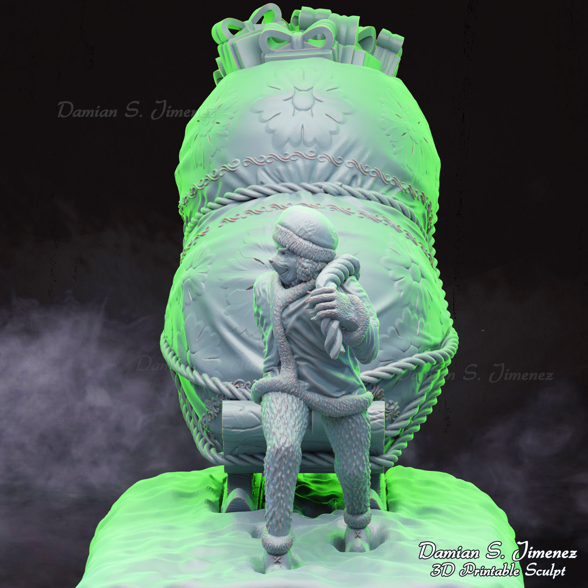 The Grinch  3D Sculpture stl 3D print model_9
