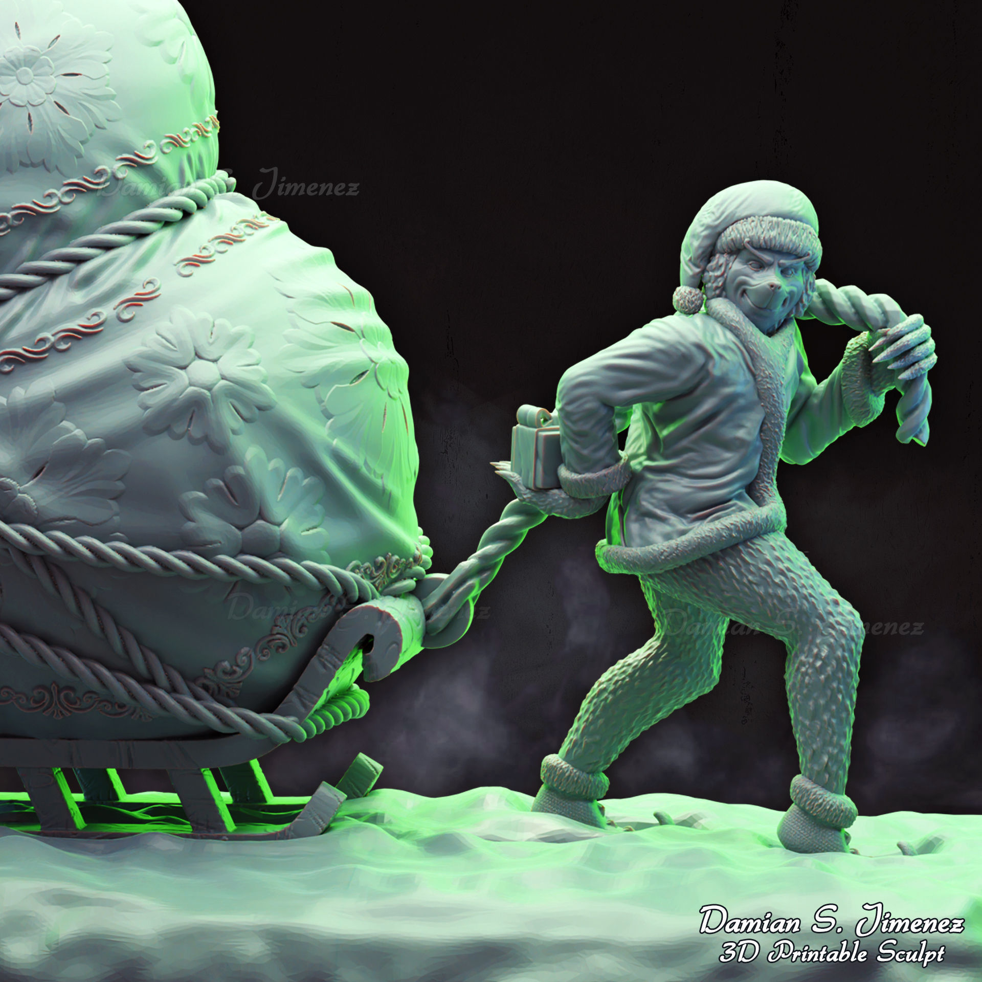 The Grinch  3D Sculpture stl 3D print model_4