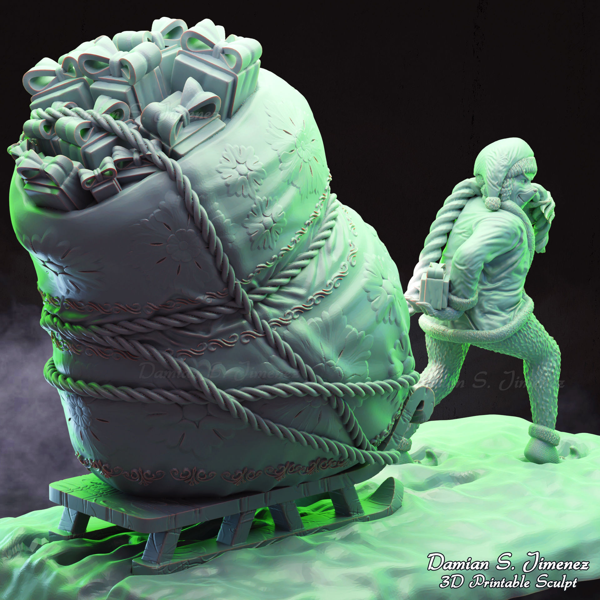 The Grinch  3D Sculpture stl 3D print model_8