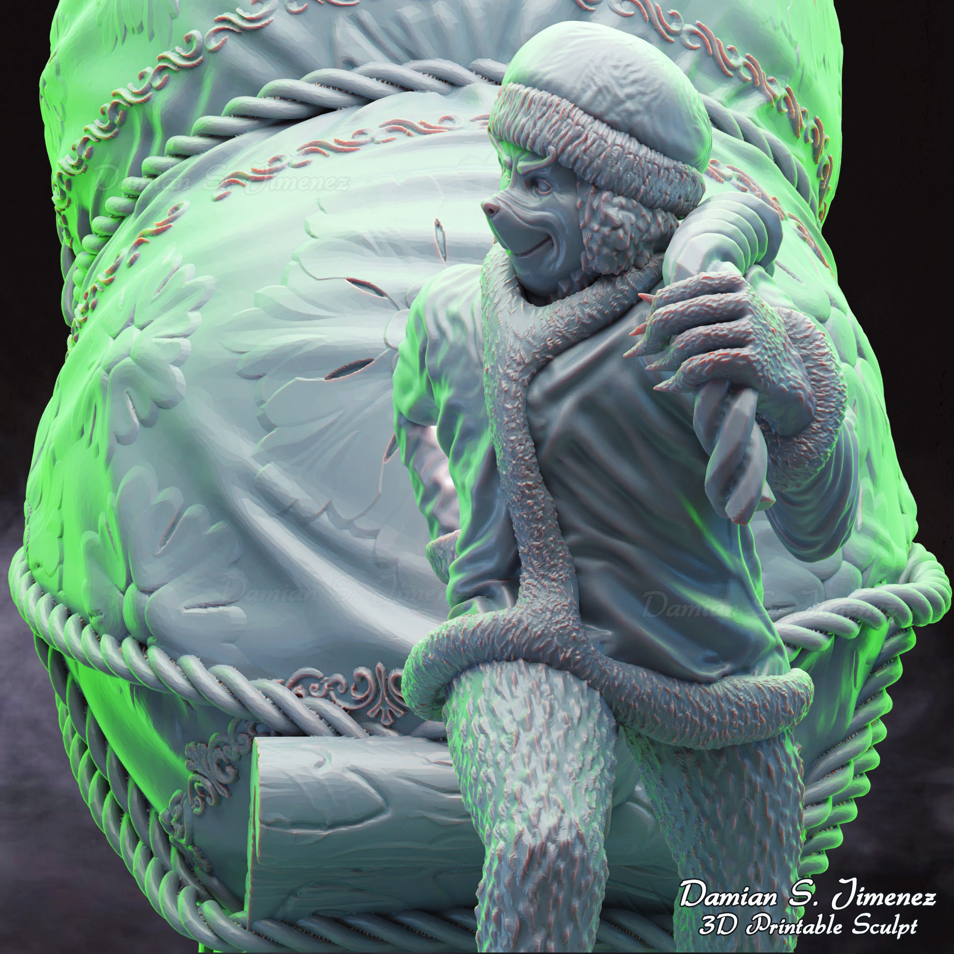 The Grinch  3D Sculpture stl 3D print model_10