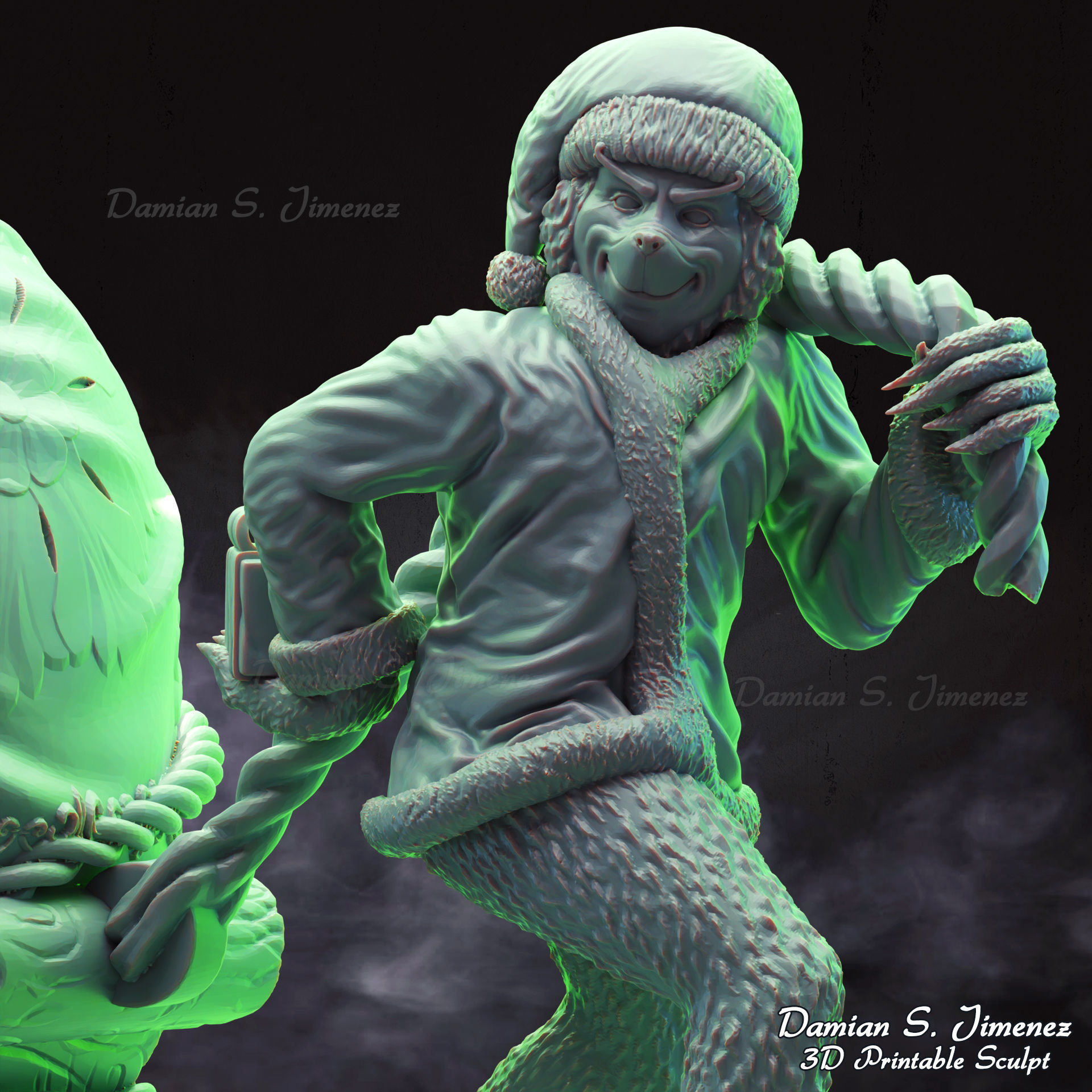 The Grinch  3D Sculpture stl 3D print model_2