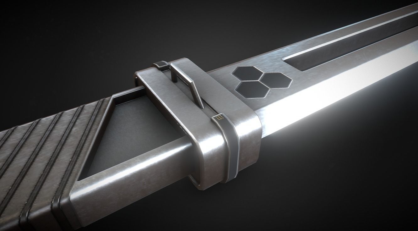 Futuristic Sword Low-poly 3D model_1