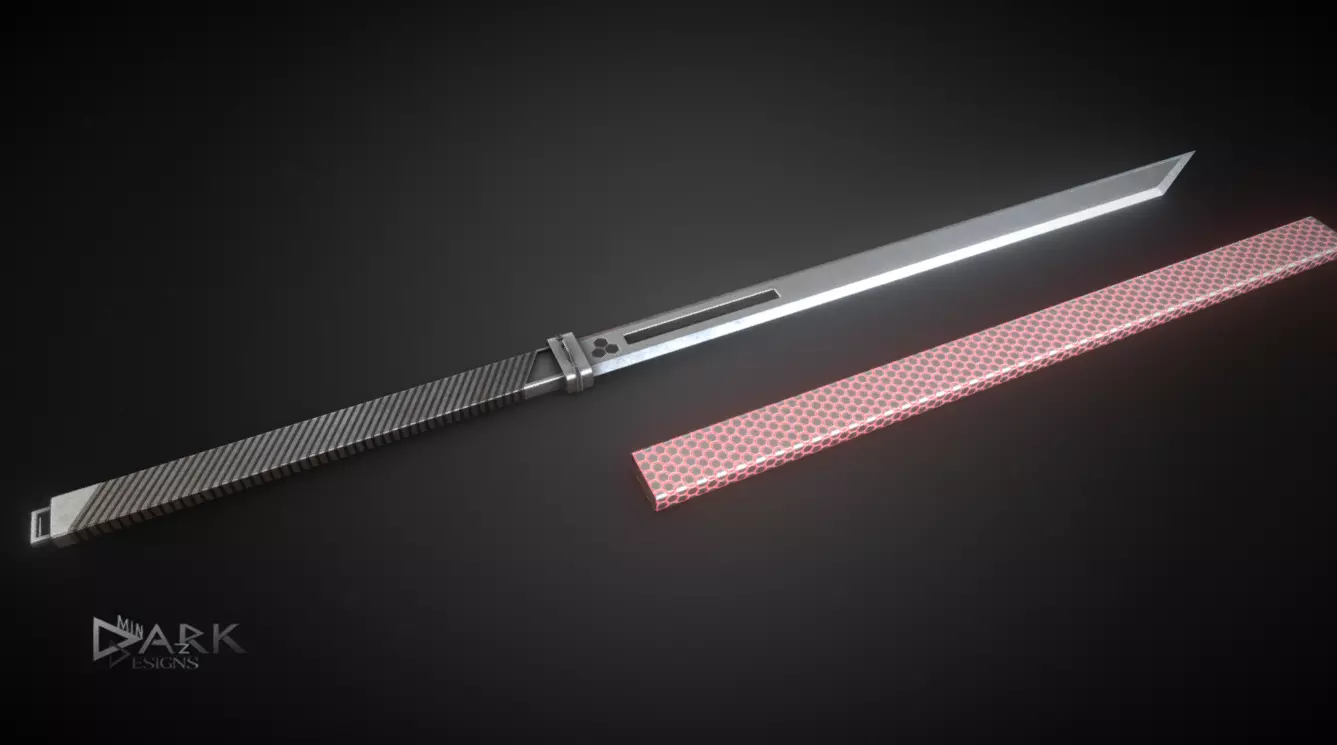 Futuristic Sword Low-poly 3D model_0