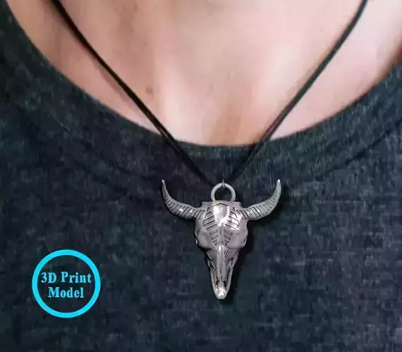 Buffalo skull Animals Pendant for Men STL Necklace  jewelry 3D print model