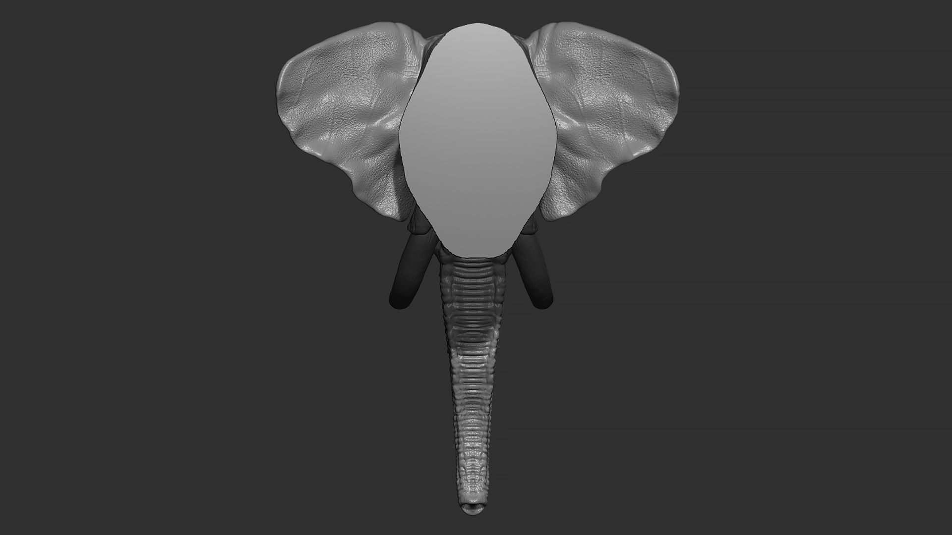 Elephant head with tusks 3D print model_7