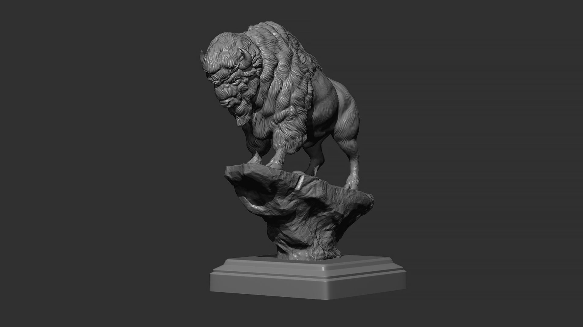 Bison on the cliff  3D print model_4