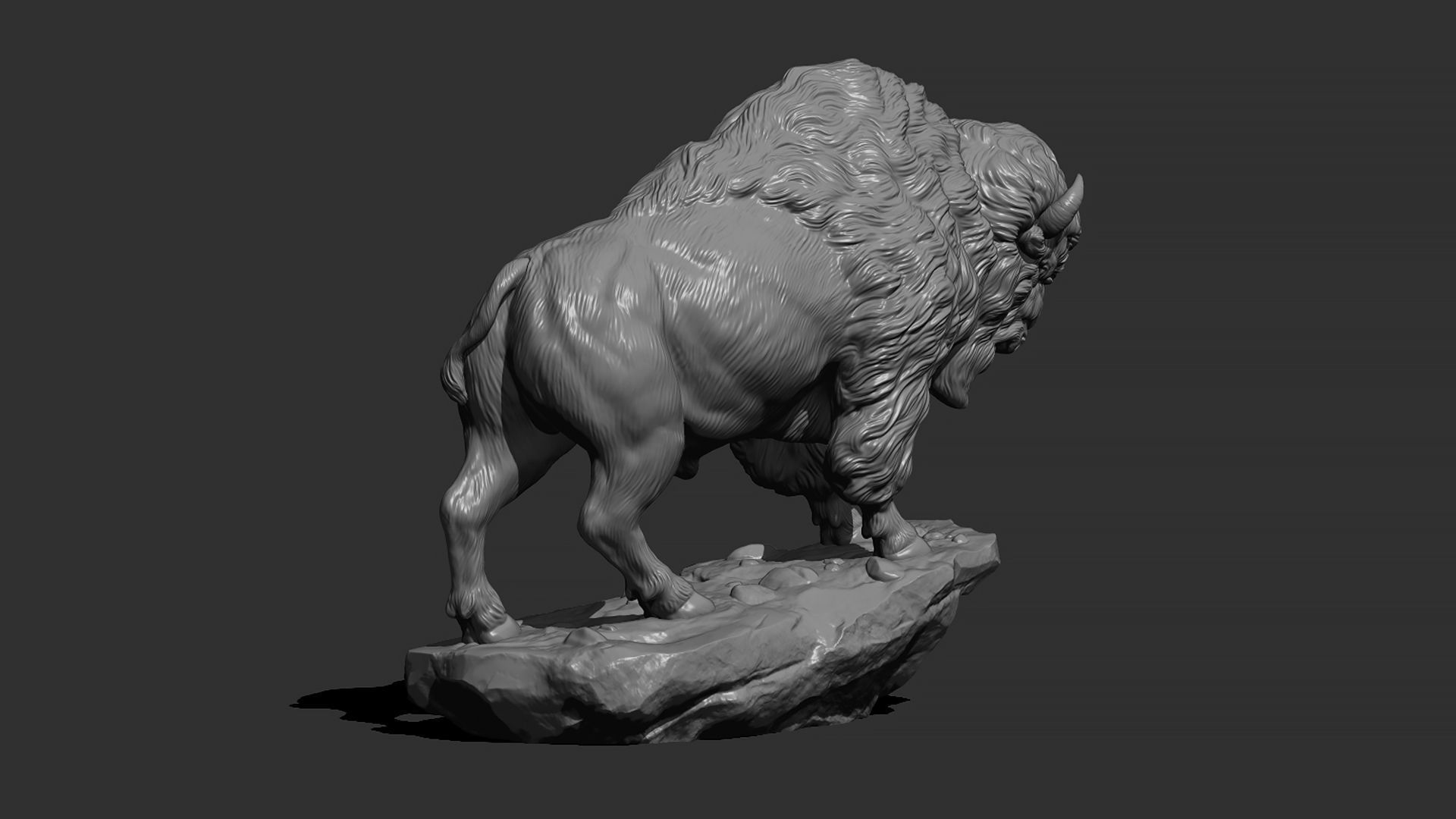 Bison on the cliff  3D print model_12