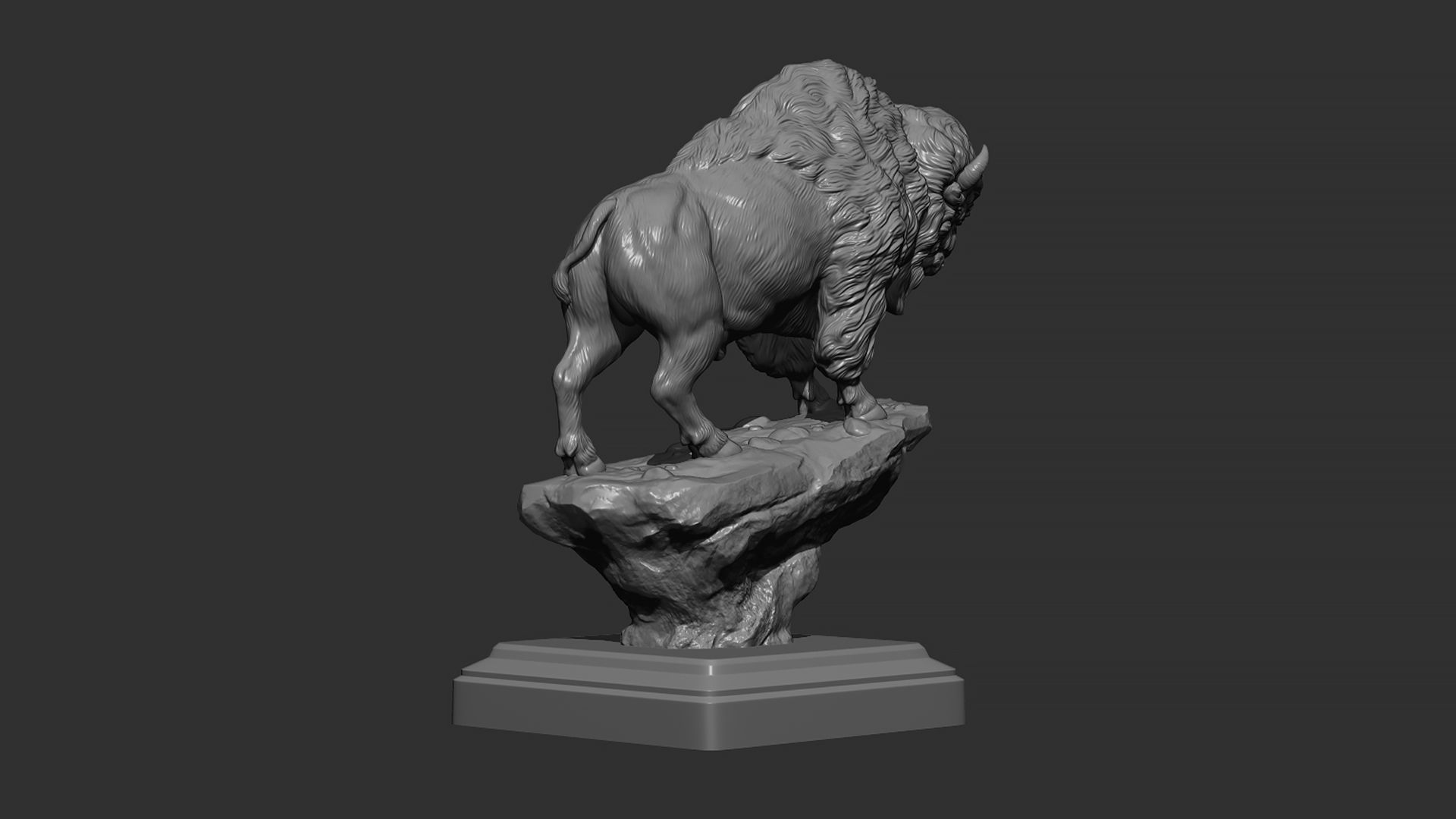 Bison on the cliff  3D print model_2