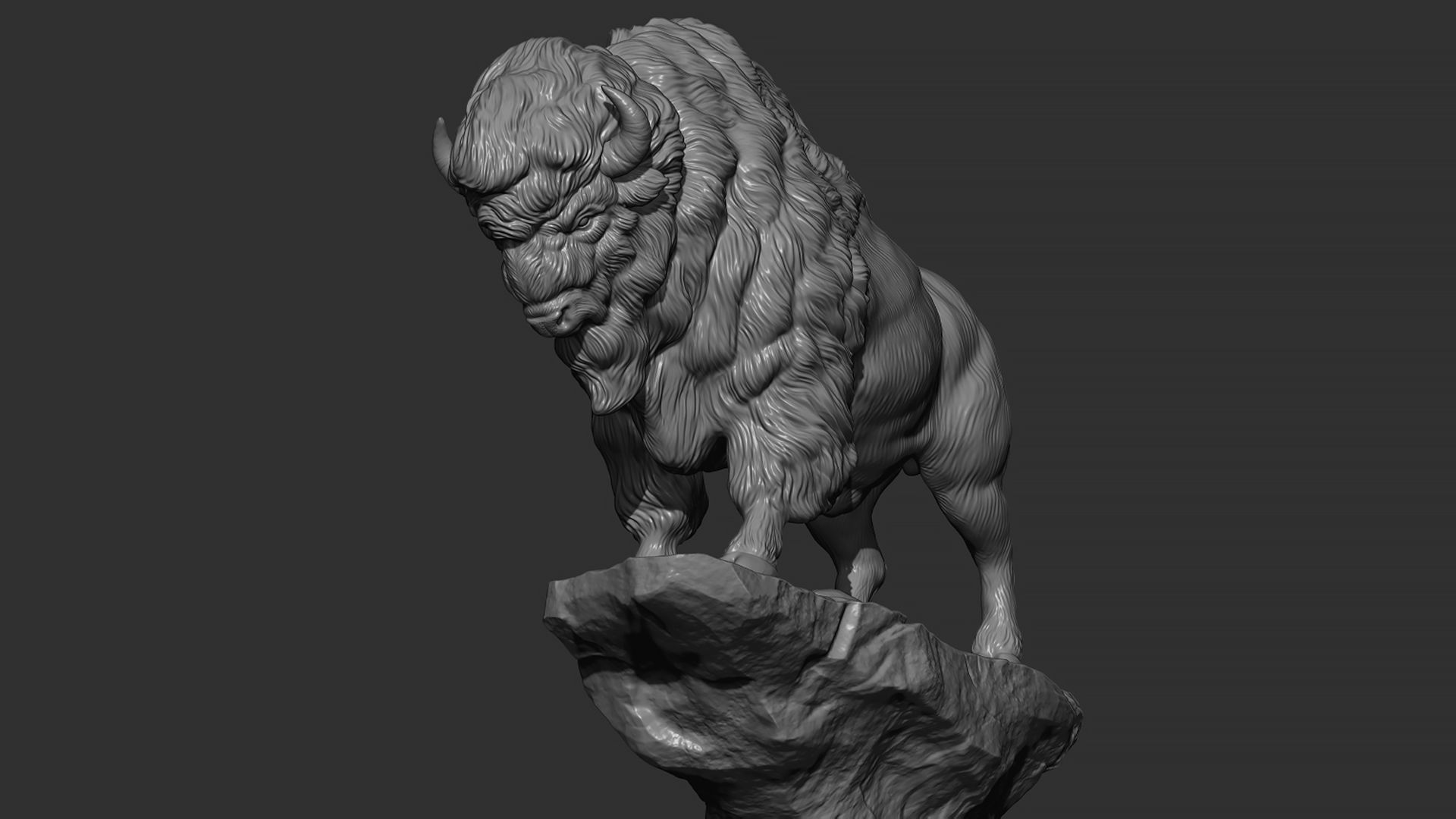 Bison on the cliff  3D print model_11