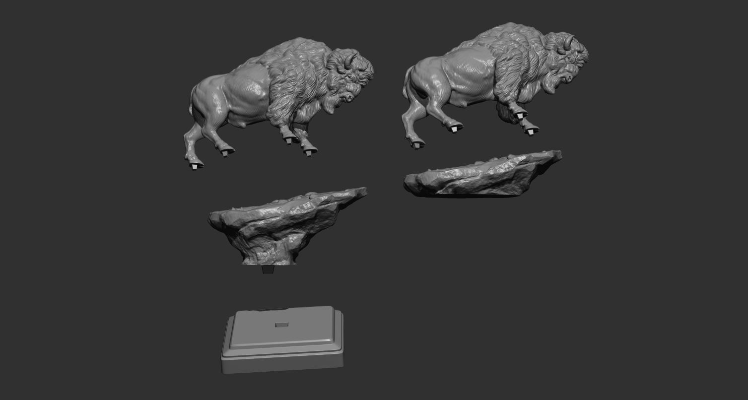 Bison on the cliff  3D print model_21